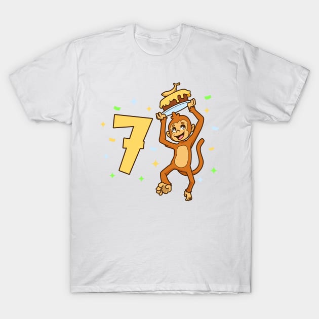 I am 7 with ape - kids birthday 7 years old T-Shirt by Modern Medieval Design